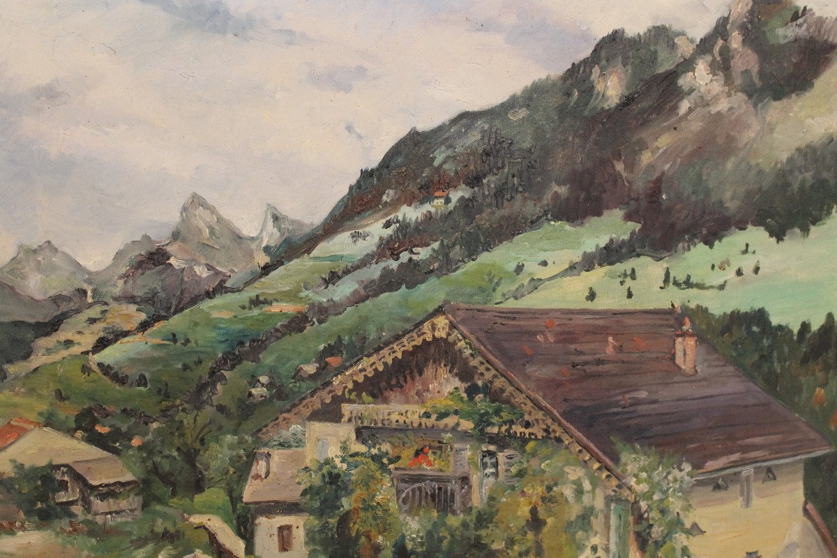 Landscape Of Vailly Near Thonon-les-bains Oil On Canvas 20th Century Signed By Henri Huyard-photo-4