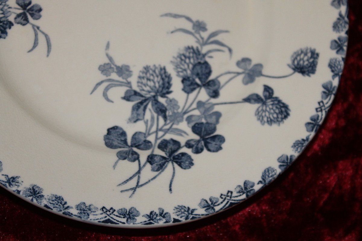 Part Of A Table Service In Iron Earthenware Decorated With Flowering Clovers, Early 20th Century-photo-7