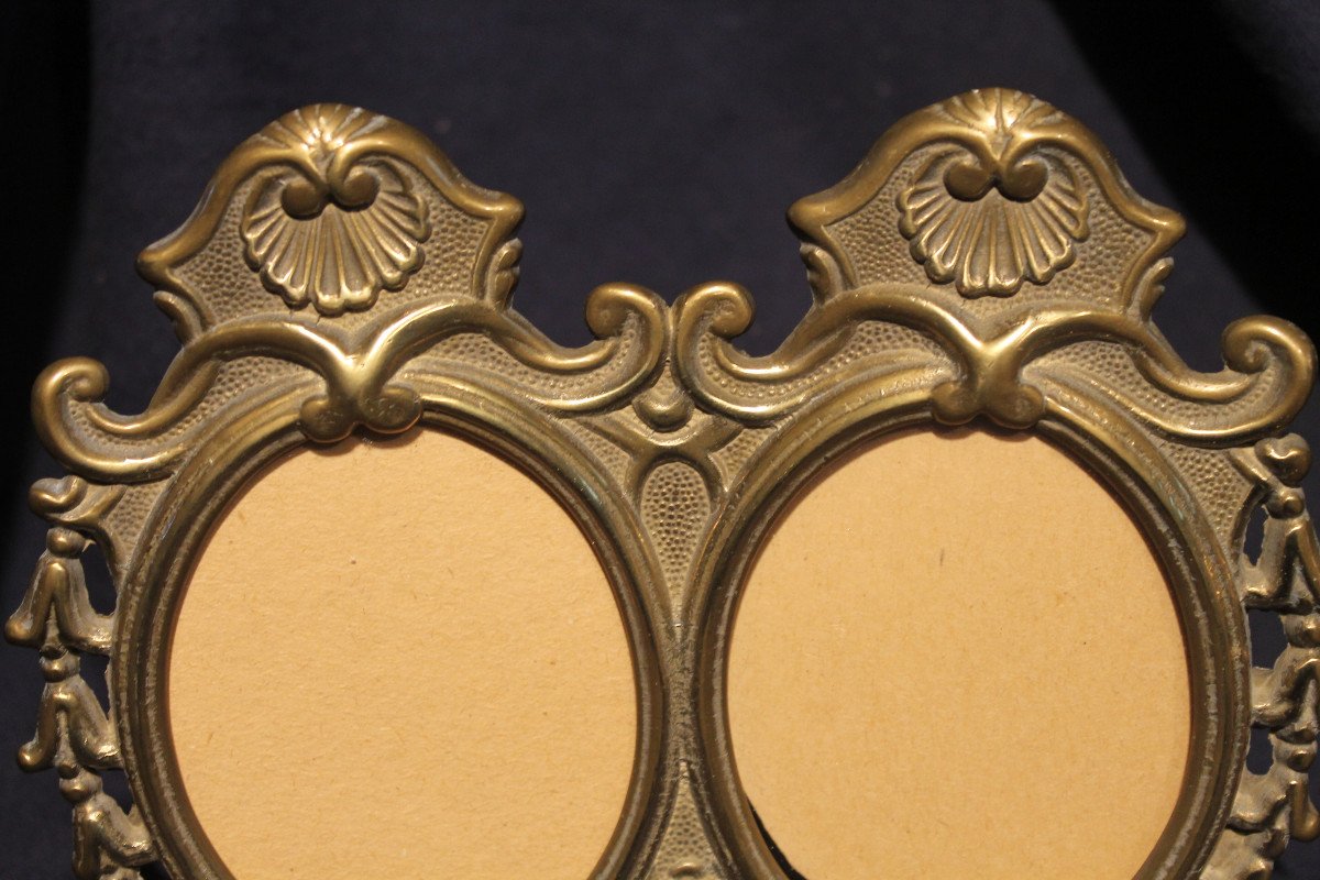 Pair Of Oval Frames In Bronze And Brass, Louis XV Style, 20th Century-photo-3