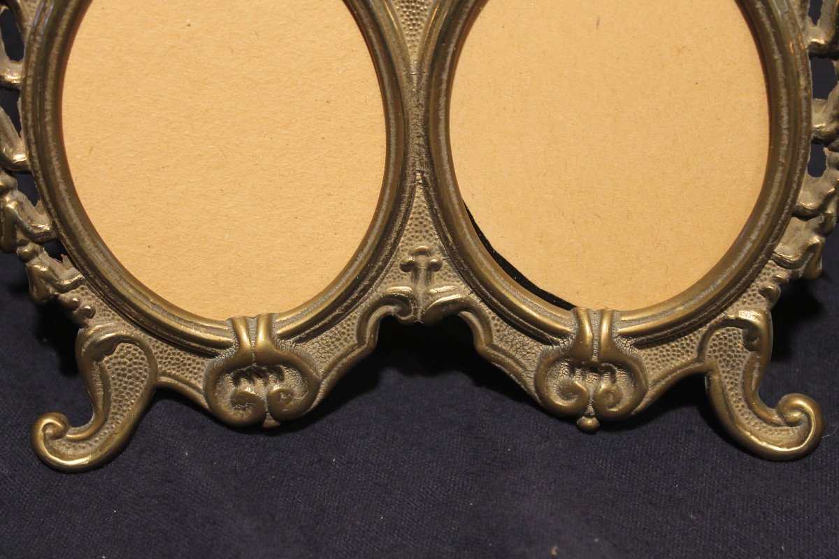 Pair Of Oval Frames In Bronze And Brass, Louis XV Style, 20th Century-photo-4