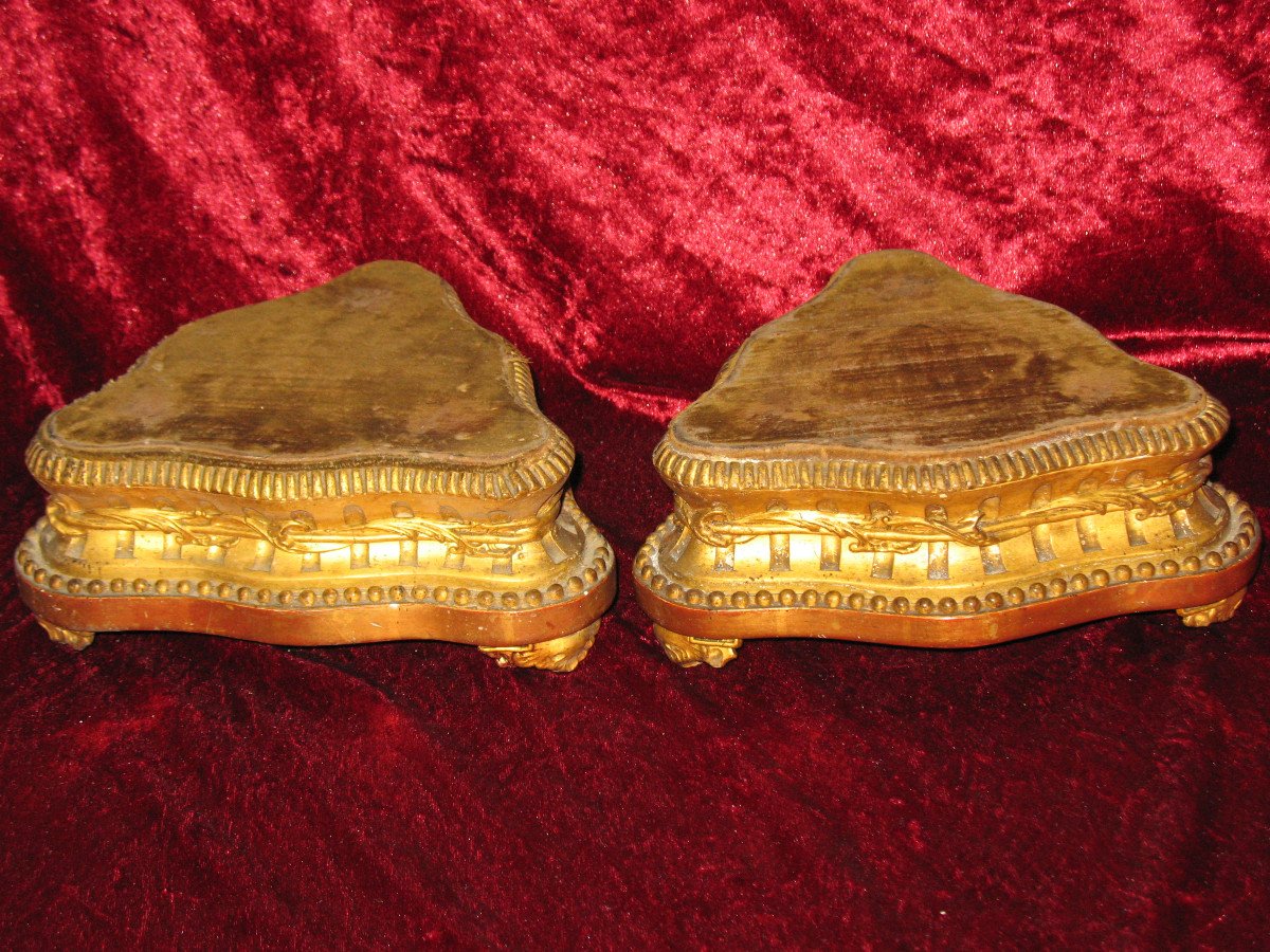 Pair Of 18th Century Gilded Wooden Presentation Bases For Candelabras, Bronzes, Vases, Etc.