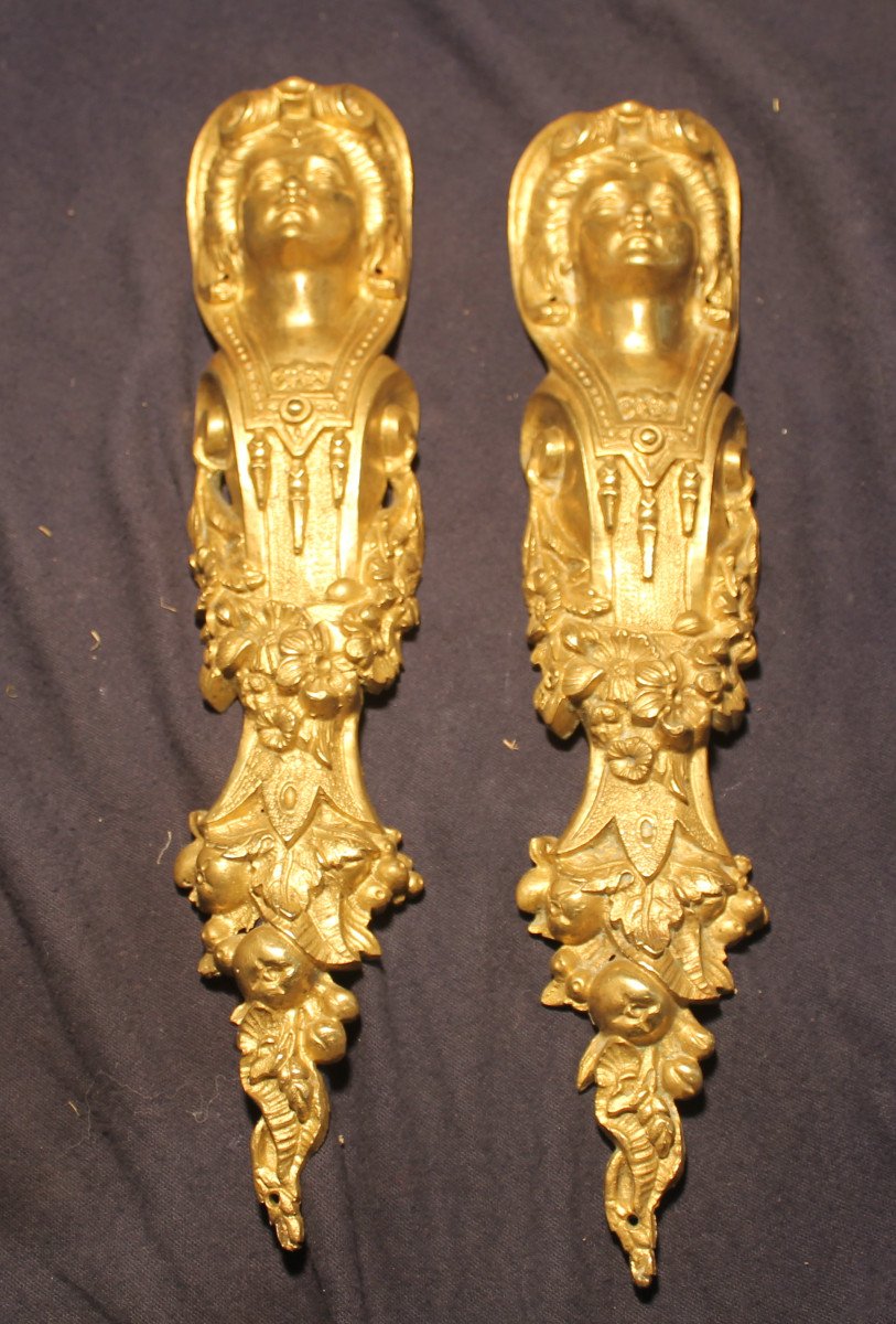 Pair Of Large Bronze Caryatids, Louis XVI Style, 19th Century Decorative Bronze H: 32 Cm-photo-4