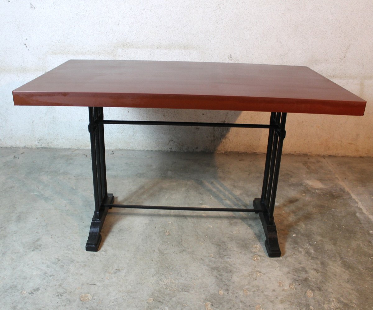 Bistro Table With Bakelite Top And 4 Beech Chairs From The Art Deco Period-photo-4