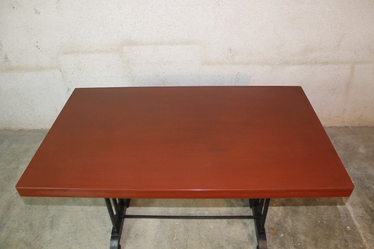 Bistro Table With Bakelite Top And 4 Beech Chairs From The Art Deco Period-photo-1