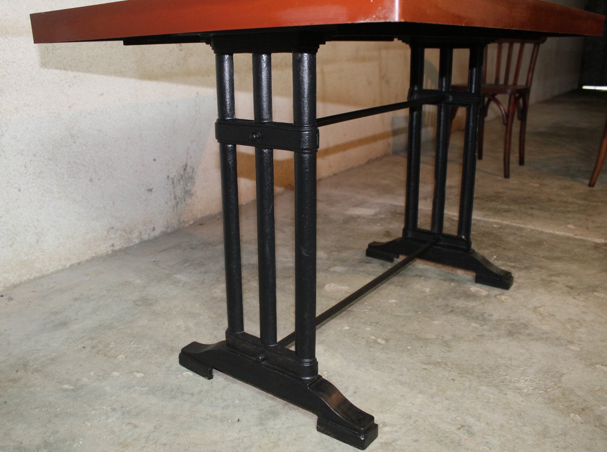 Bistro Table With Bakelite Top And 4 Beech Chairs From The Art Deco Period-photo-3