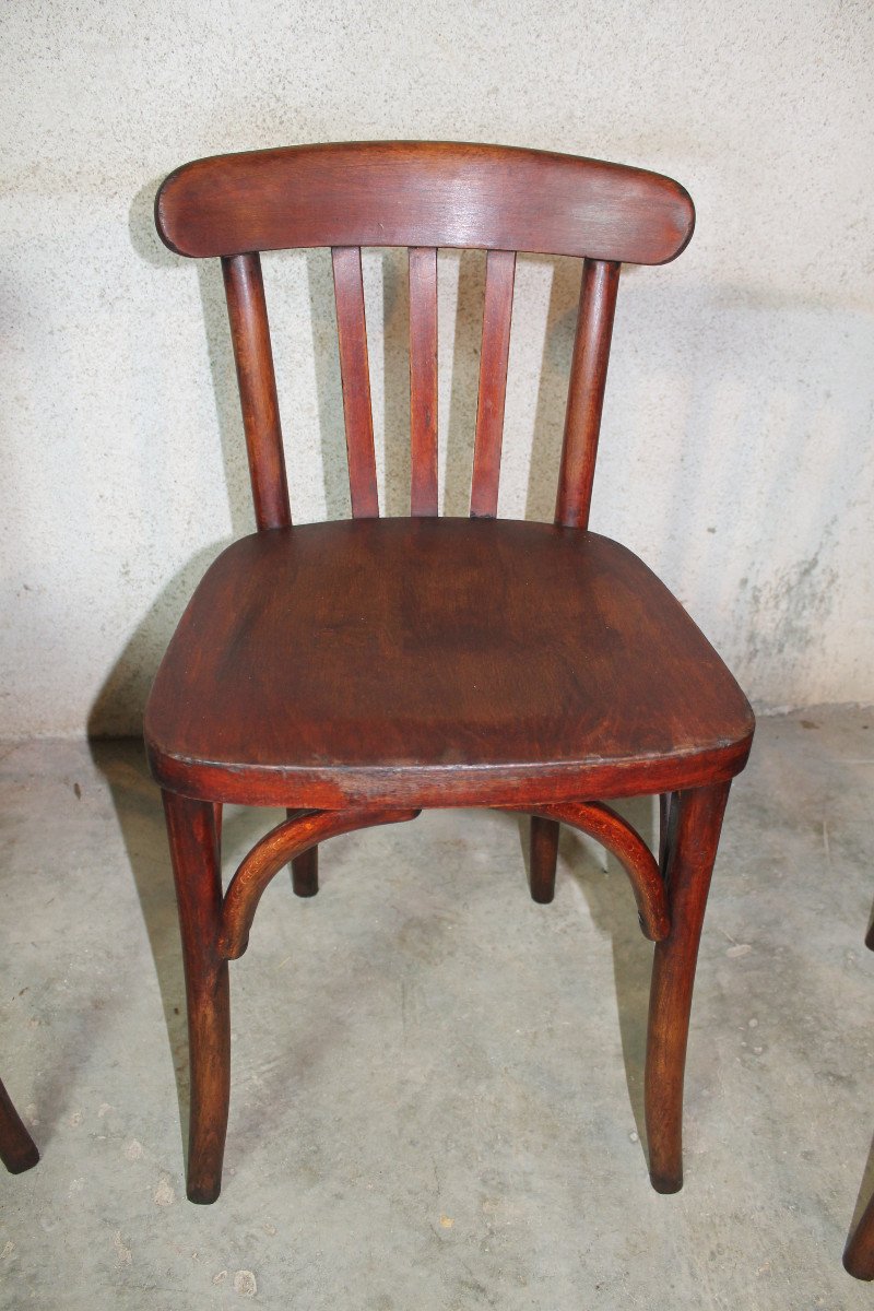 Bistro Table With Bakelite Top And 4 Beech Chairs From The Art Deco Period-photo-5