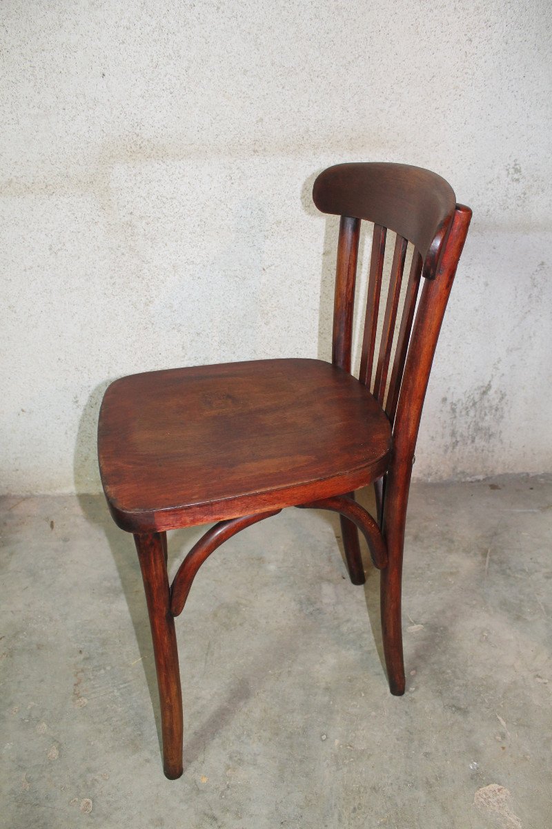 Bistro Table With Bakelite Top And 4 Beech Chairs From The Art Deco Period-photo-7