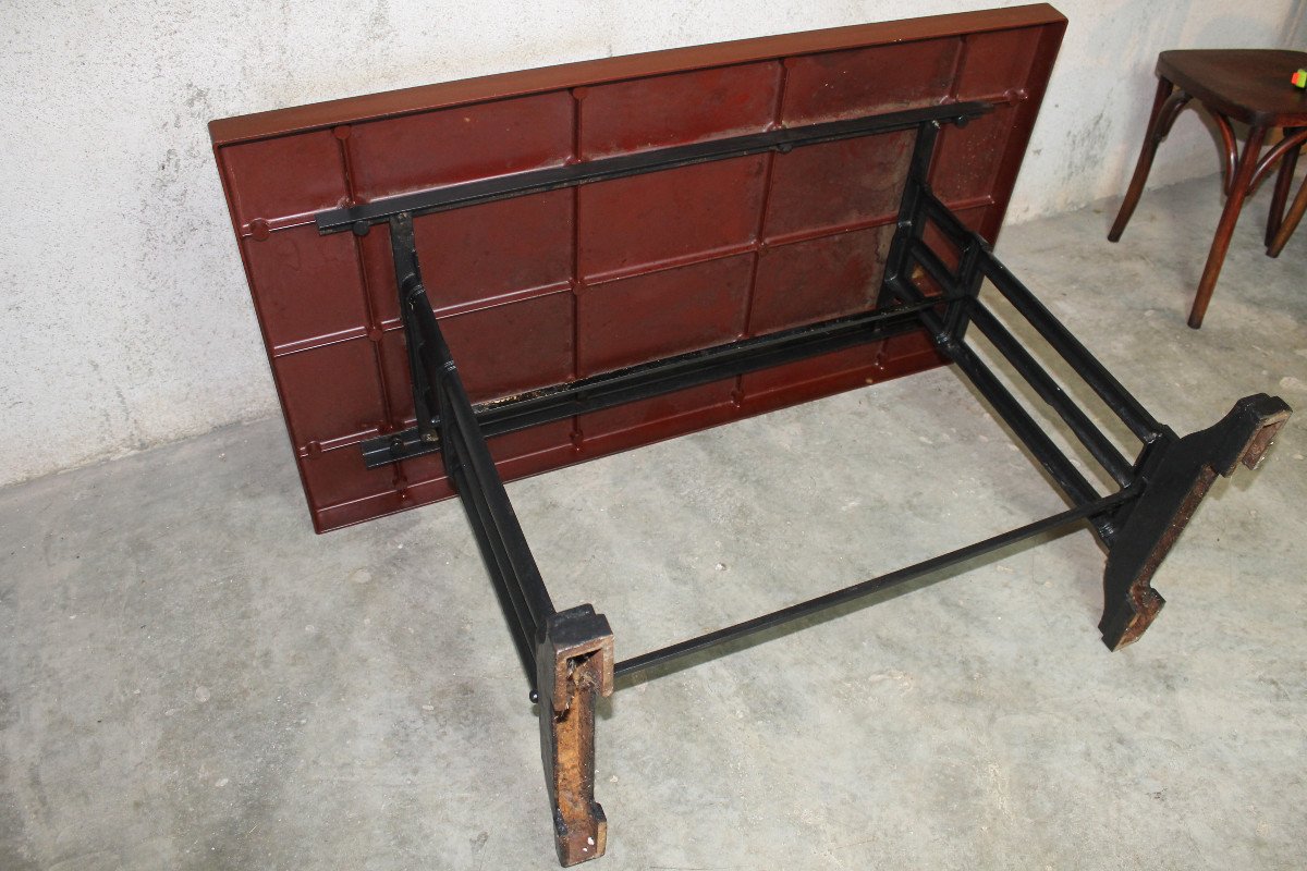 Bistro Table With Bakelite Top And 4 Beech Chairs From The Art Deco Period-photo-8