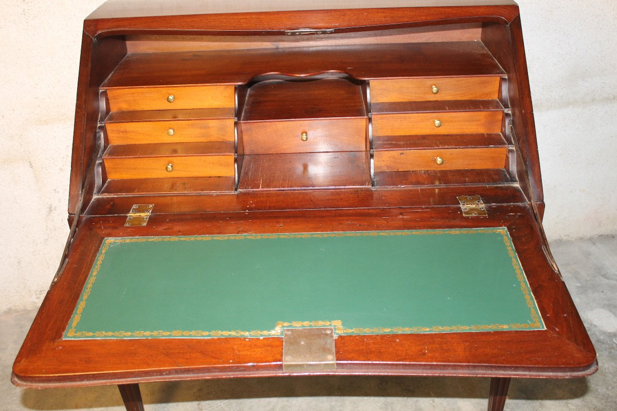 Bureau dos d'âne en acajou massif d'époque Louis XVI 18ème-photo-2