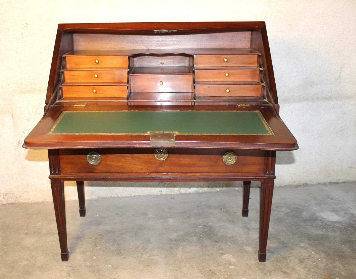 Louis XVI Period 18th Century Solid Mahogany Donkey Back Desk-photo-3