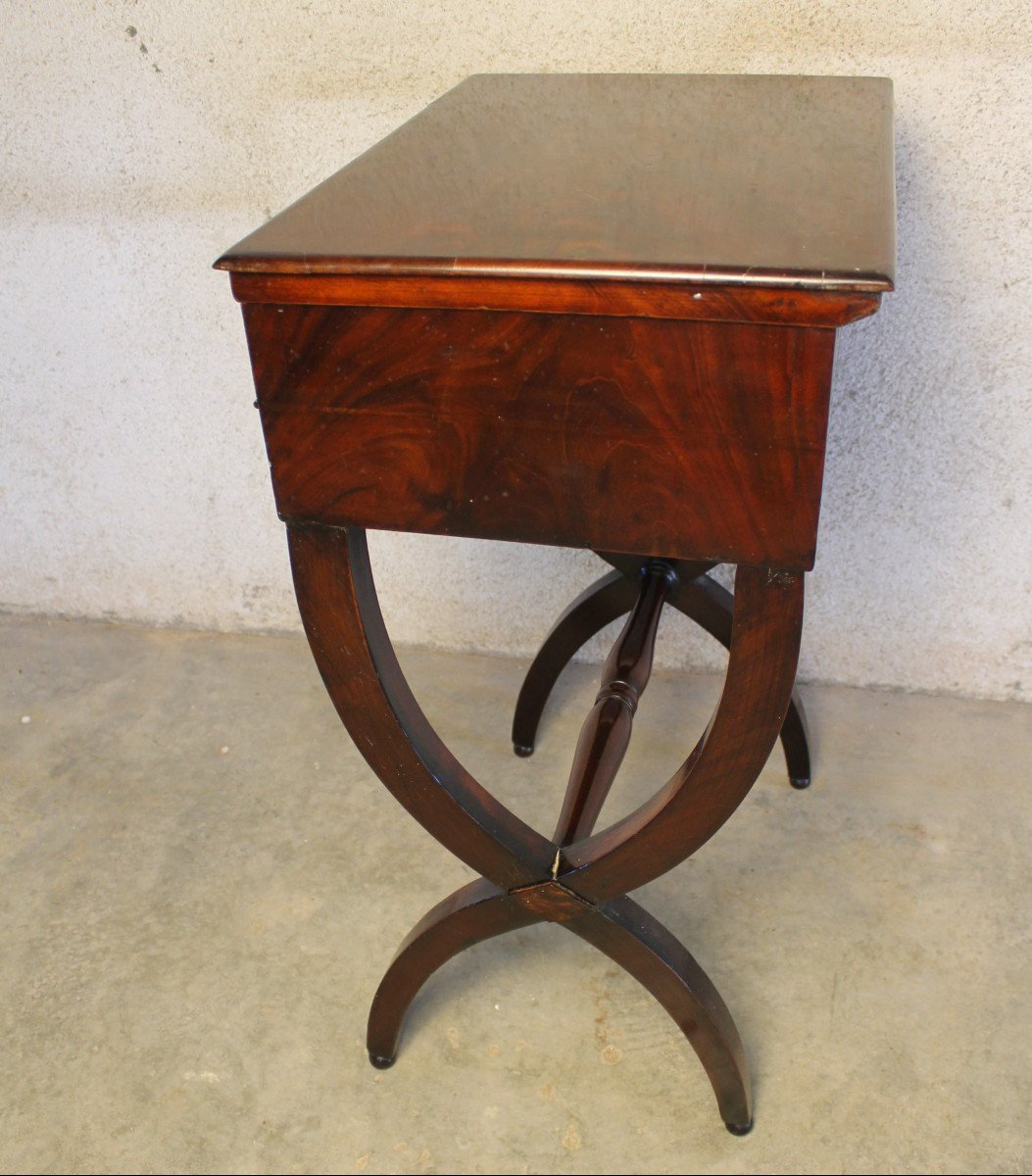 Travailleuse, table à ouvrages, petite table d'appoint en acajou style Empire époque 19ème-photo-6