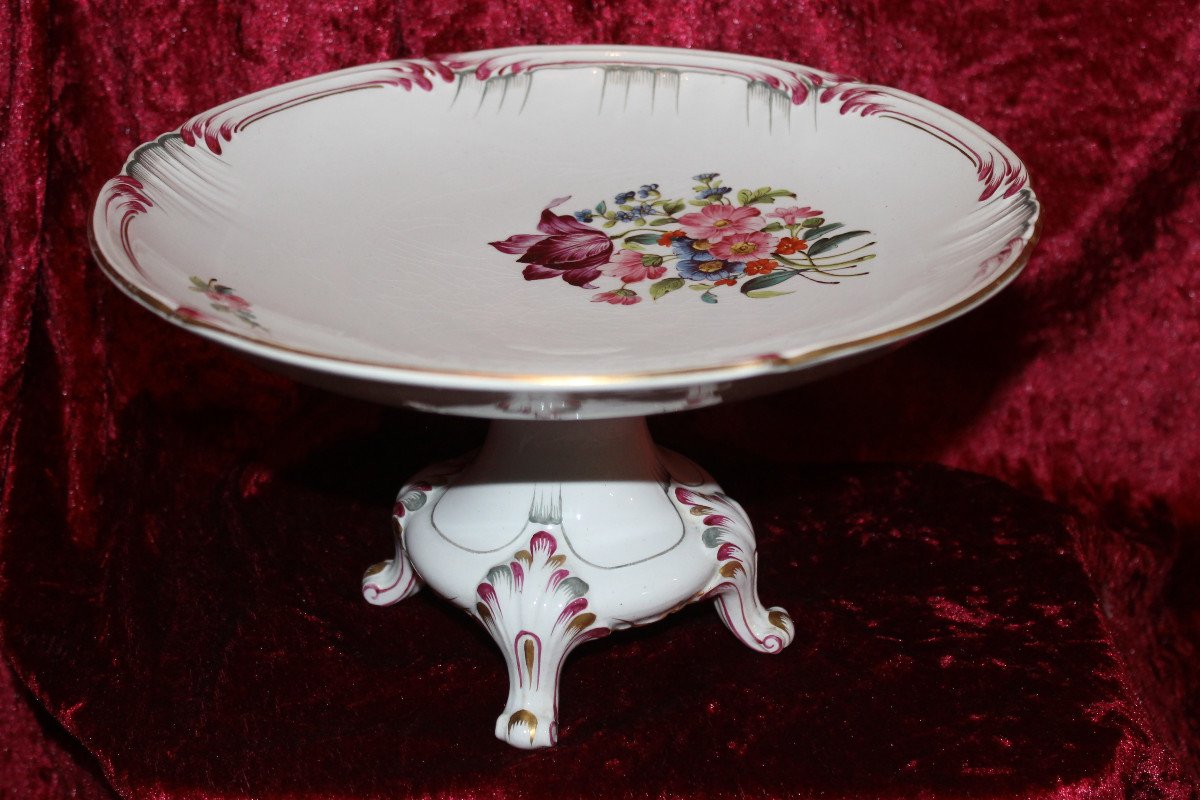 Dessert Service In Fine Lunéville Earthenware With Saxon Flower Decoration, 19th Century-photo-4