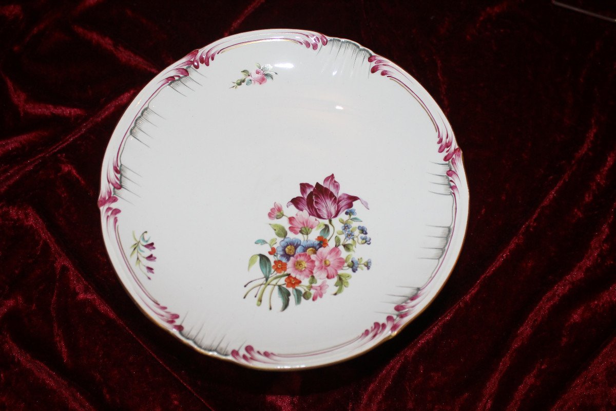 Dessert Service In Fine Lunéville Earthenware With Saxon Flower Decoration, 19th Century-photo-8