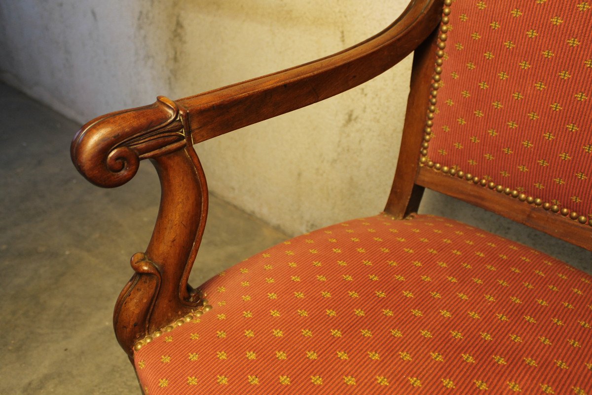 Pair Of Mahogany Armchairs From The 19th Century Restoration Period-photo-3