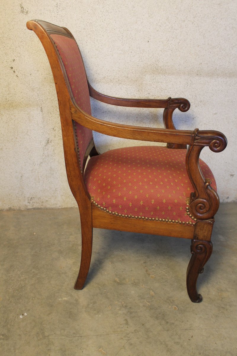 Pair Of Mahogany Armchairs From The 19th Century Restoration Period-photo-5