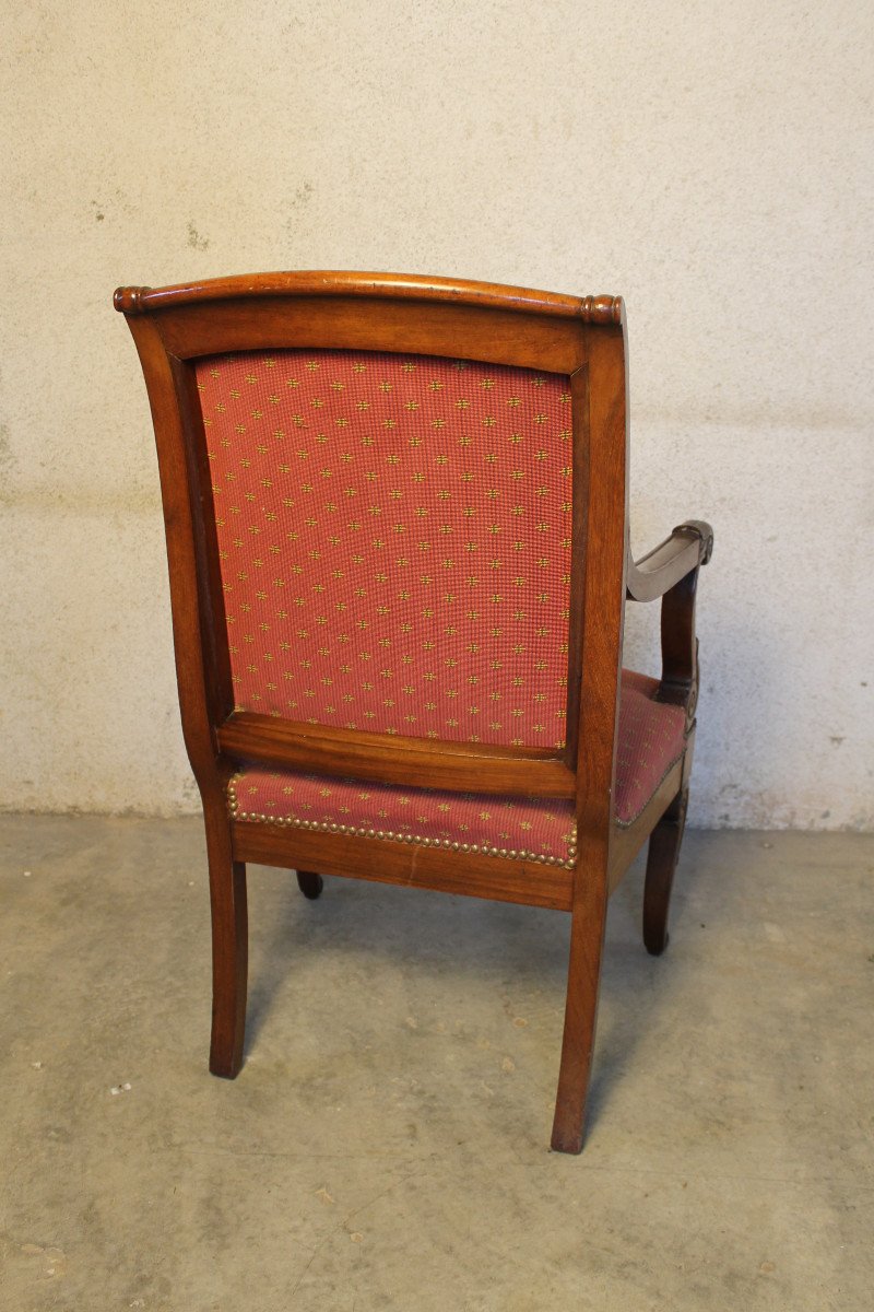 Pair Of Mahogany Armchairs From The 19th Century Restoration Period-photo-6