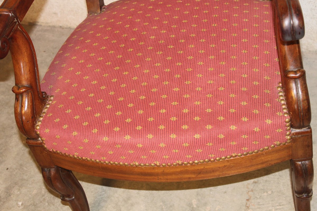 Pair Of Mahogany Armchairs From The 19th Century Restoration Period-photo-8