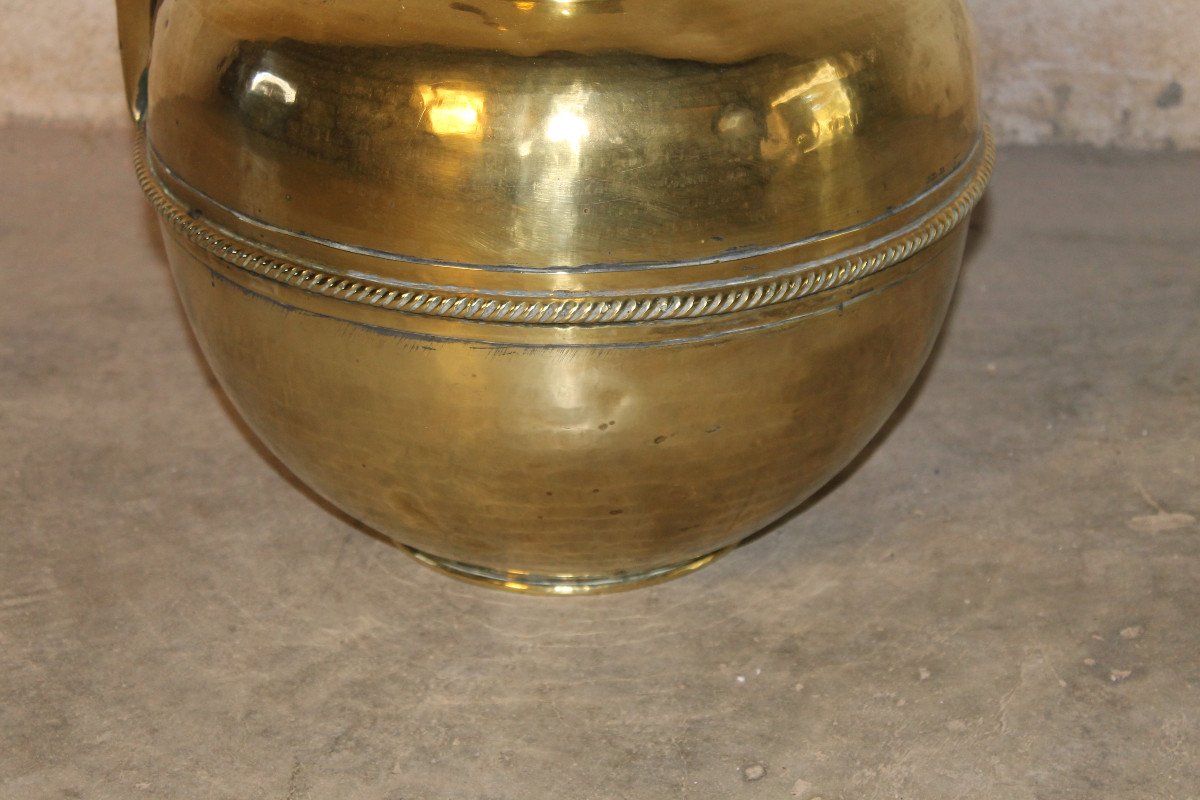 Normandy Brass Milk Pitcher, 19th Century H: 36.5 Cm-photo-2