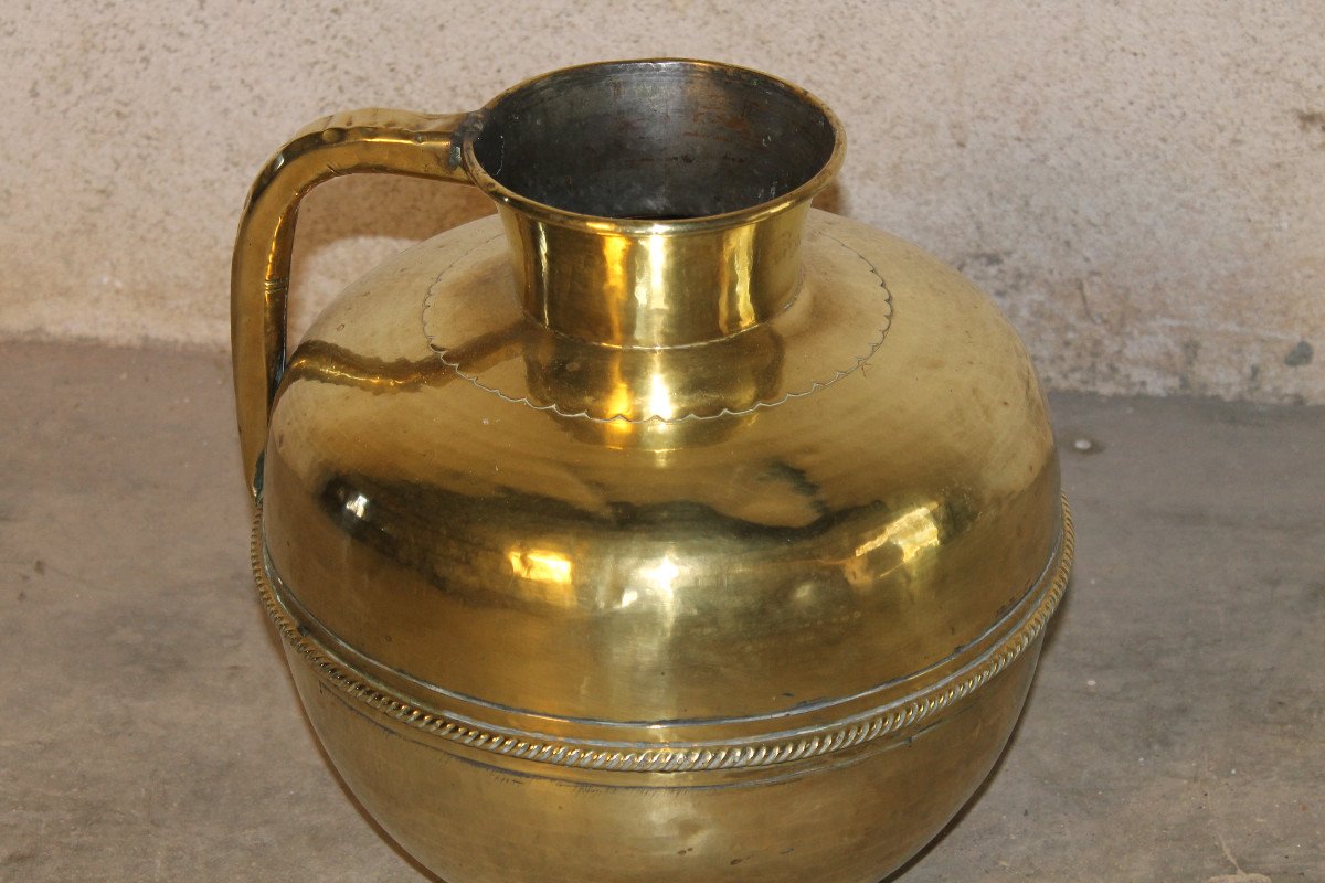 Normandy Brass Milk Pitcher, 19th Century H: 36.5 Cm-photo-3