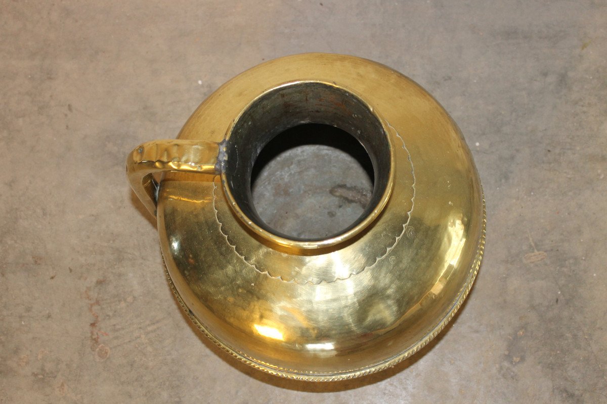 Normandy Brass Milk Pitcher, 19th Century H: 36.5 Cm-photo-2