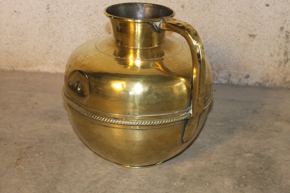 Normandy Brass Milk Pitcher, 19th Century H: 36.5 Cm-photo-4