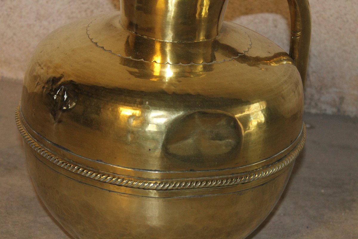 Normandy Brass Milk Pitcher, 19th Century H: 36.5 Cm-photo-5