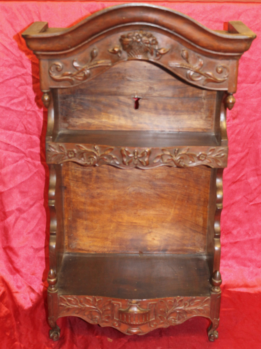 Curved Provençal Estanier In Louis XV Style In Carved Natural Wood, 19th Century-photo-4