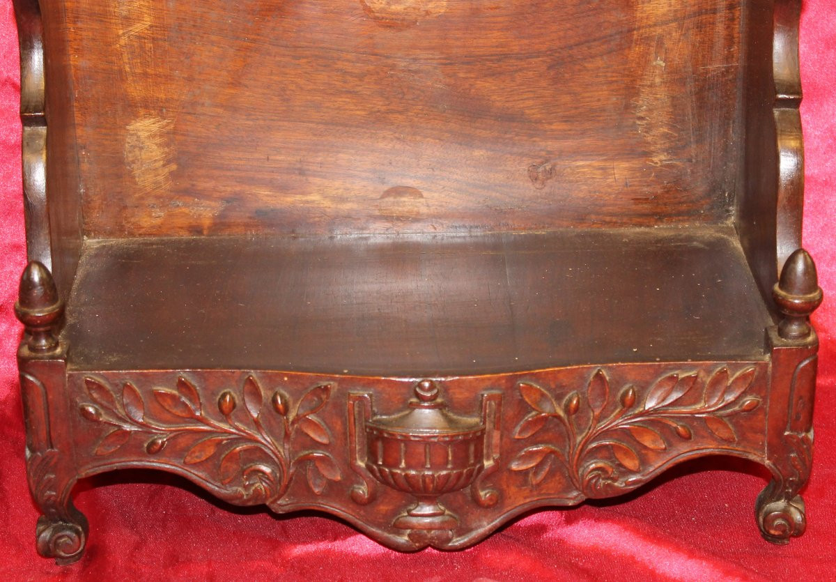 Curved Provençal Estanier In Louis XV Style In Carved Natural Wood, 19th Century-photo-3