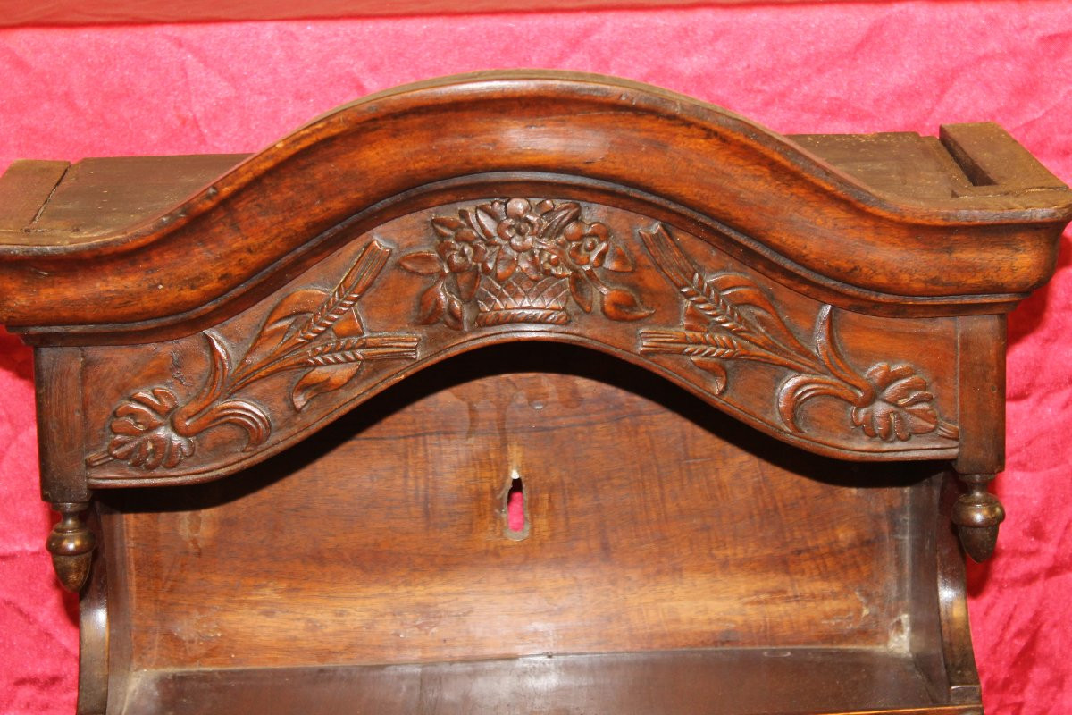 Curved Provençal Estanier In Louis XV Style In Carved Natural Wood, 19th Century-photo-2