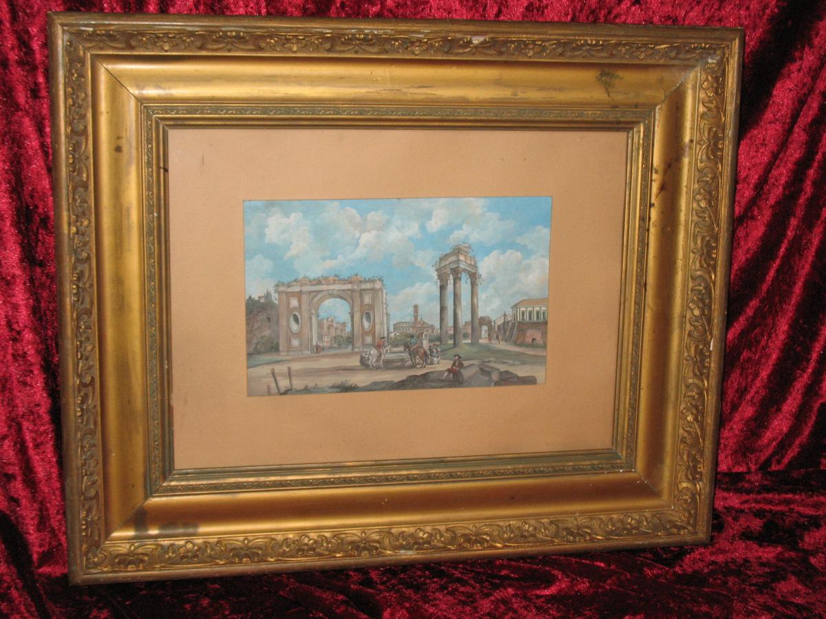 Gouache XVIIIth Antique Italian City