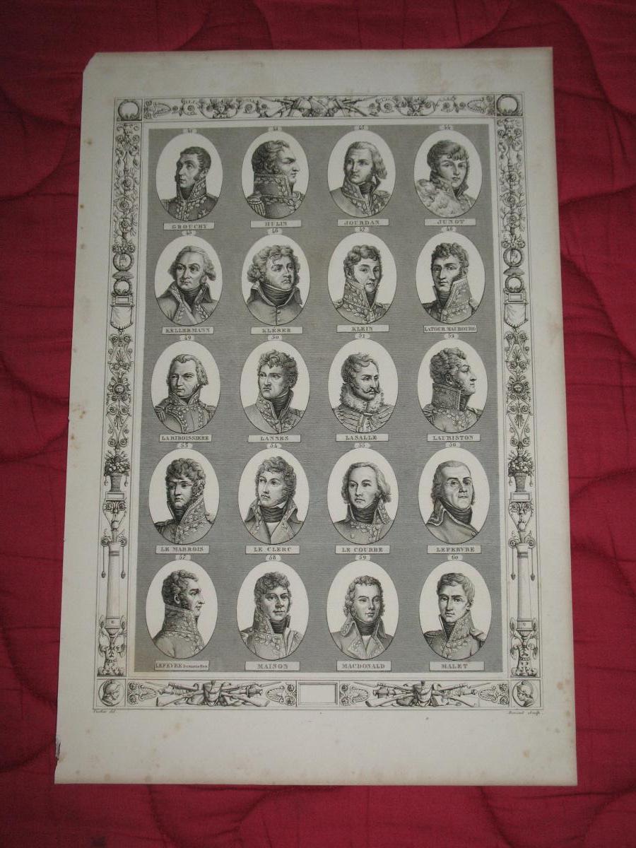 Suite de 5 planches de portraits de personnalités de l'Empire gravées par Bovinet époque 19ème-photo-4