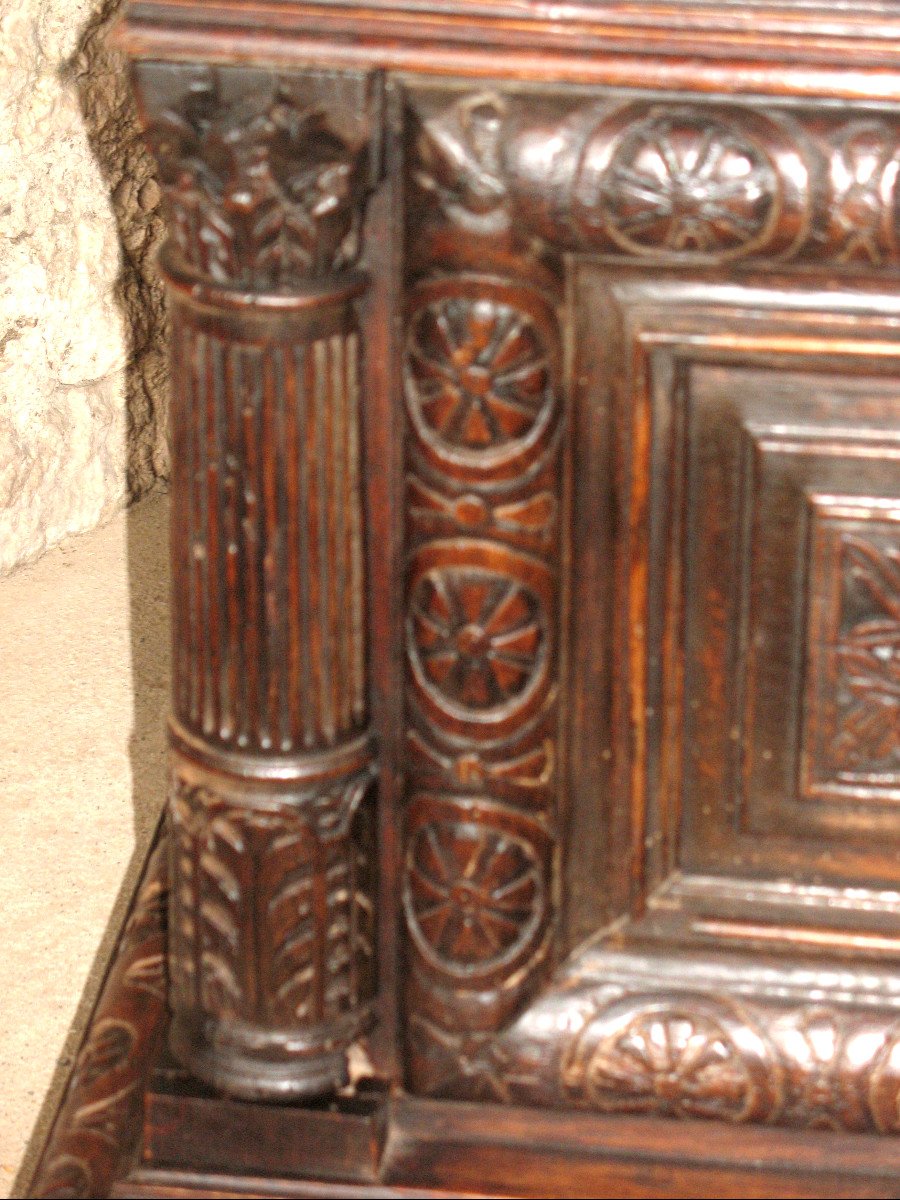 Norman Wedding Chest With Carved Panels Of The Seventeenth-photo-4