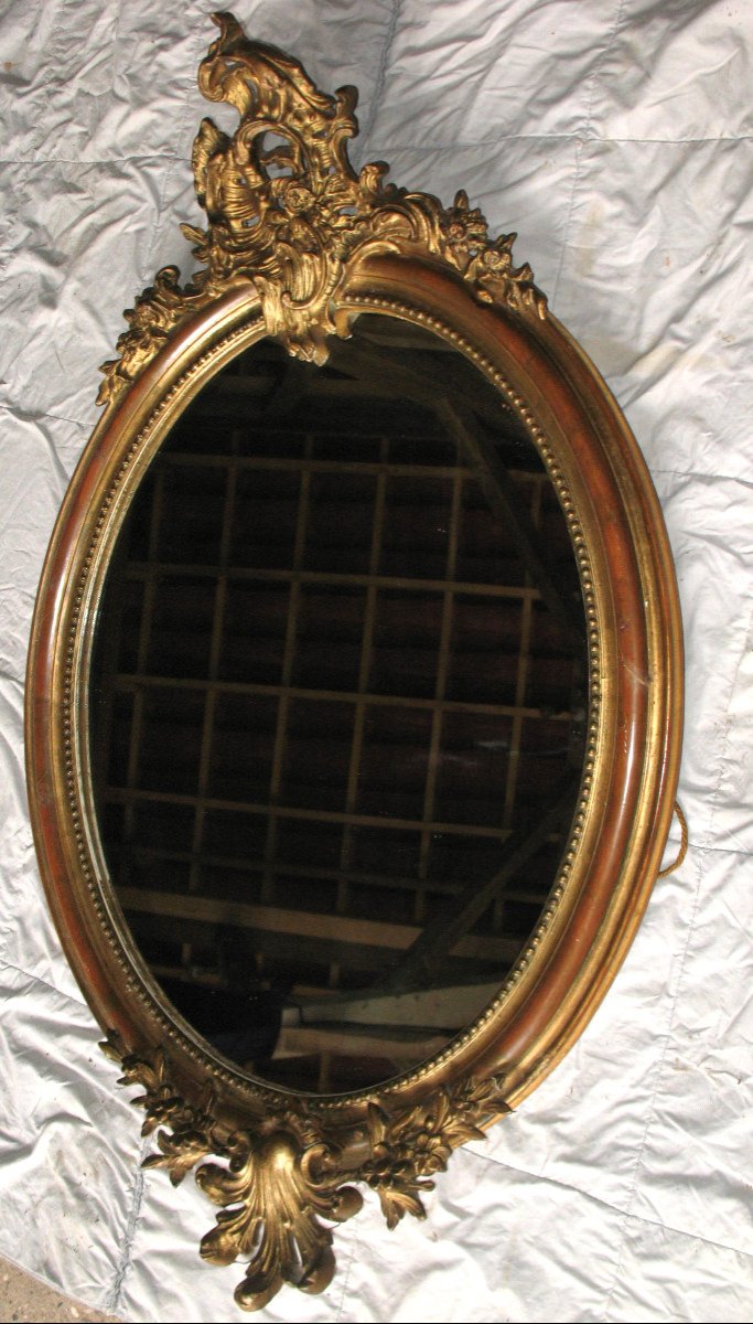 Golden Mirror Of Napoleon III Period-photo-4