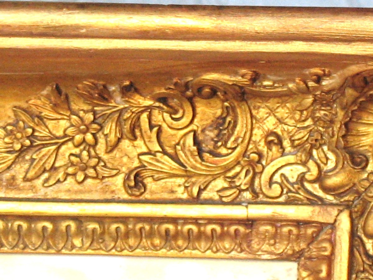 Golden Frame In The 19th Empire Style With Its Interior Engraving: View Of The Tower Of London-photo-4