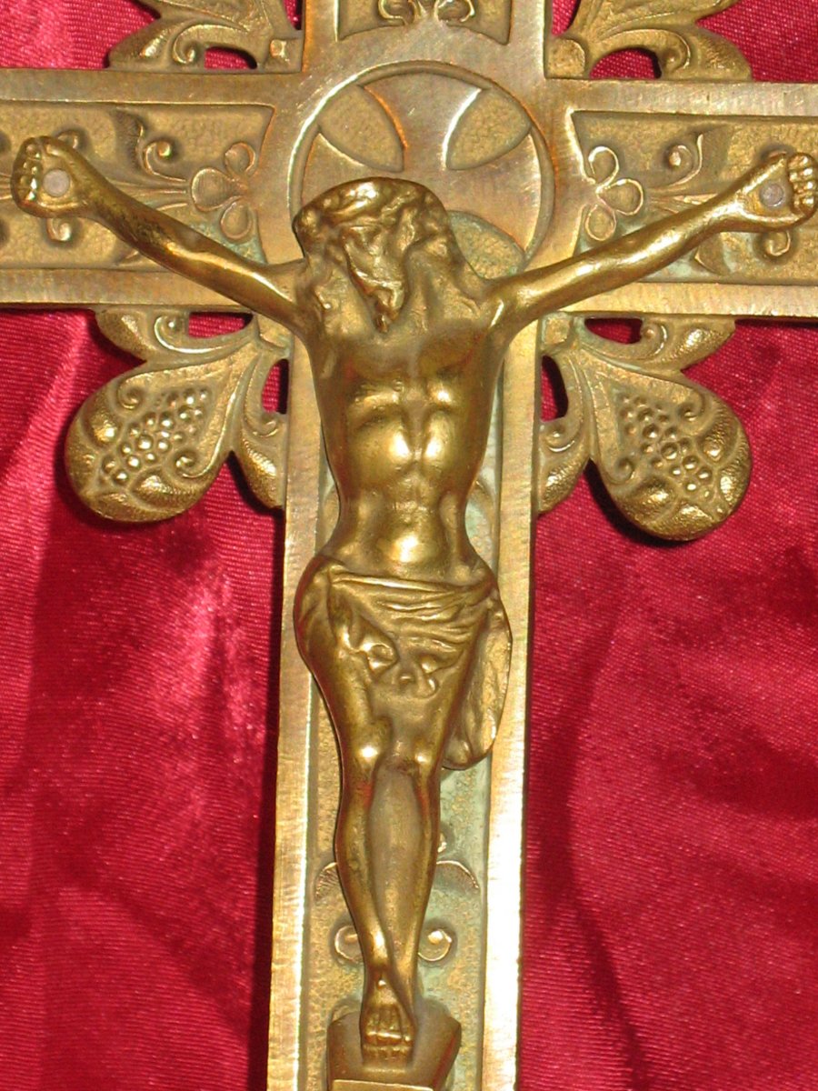 19th Century Bronze Processional Cross-photo-4