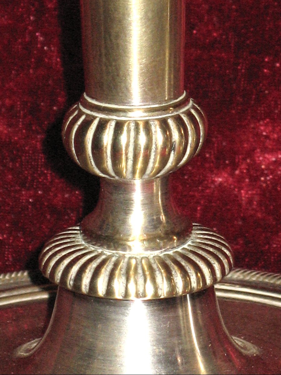 Pair Of Empire Period Silvered Bronze Candlesticks-photo-3