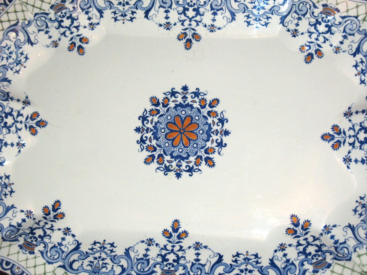 Large Presentation Dish In Gien Earthenware Decor From Rouen-photo-3