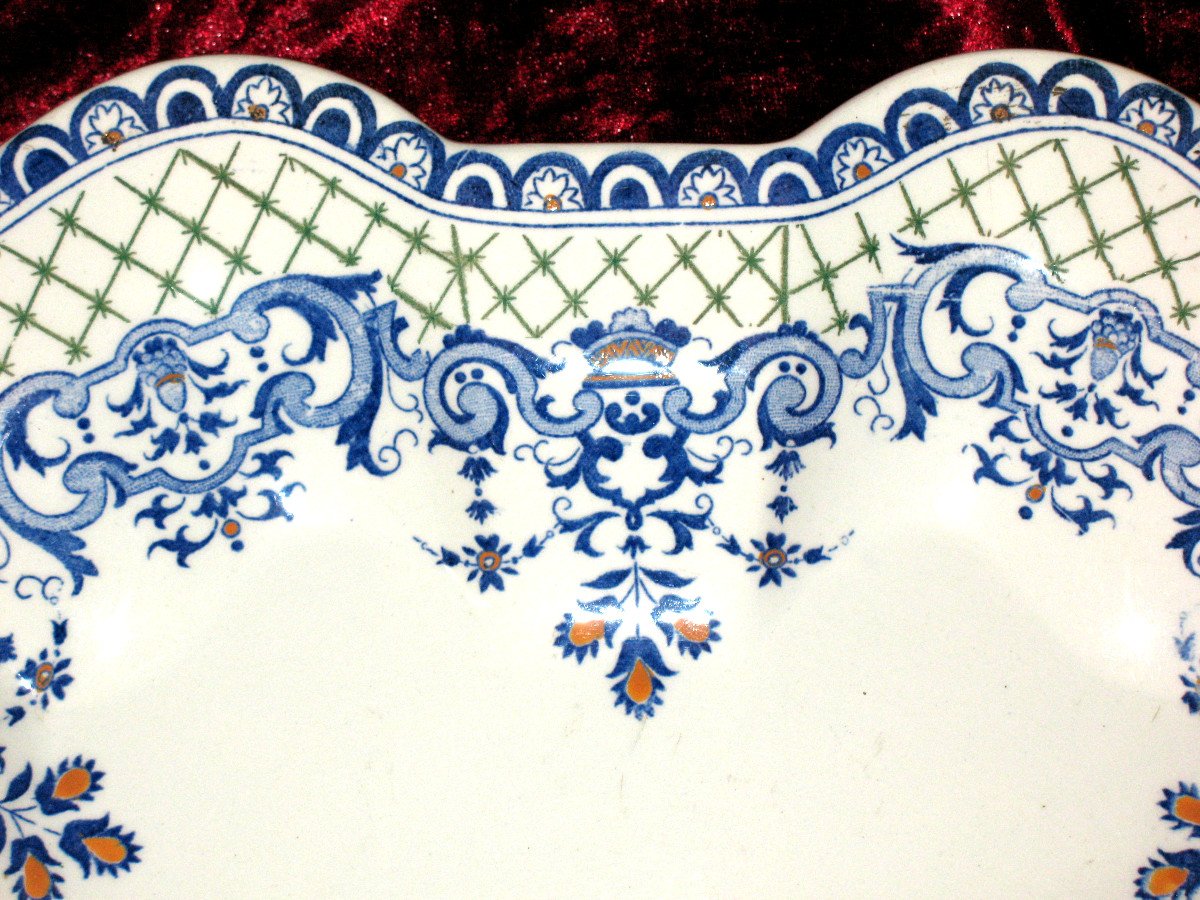 Large Presentation Dish In Gien Earthenware Decor From Rouen-photo-4