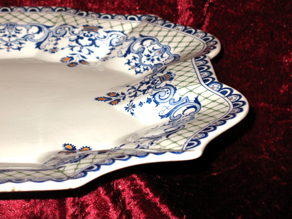 Large Presentation Dish In Gien Earthenware Decor From Rouen-photo-5