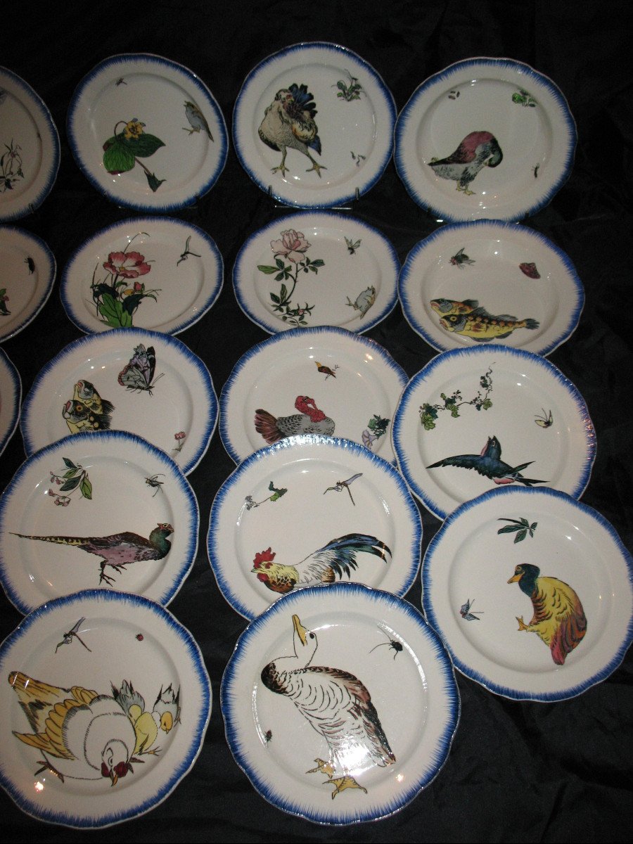 Creil Et Montereau Bracquemond-rousseau Service Of 27 Pieces 19th Time-photo-2