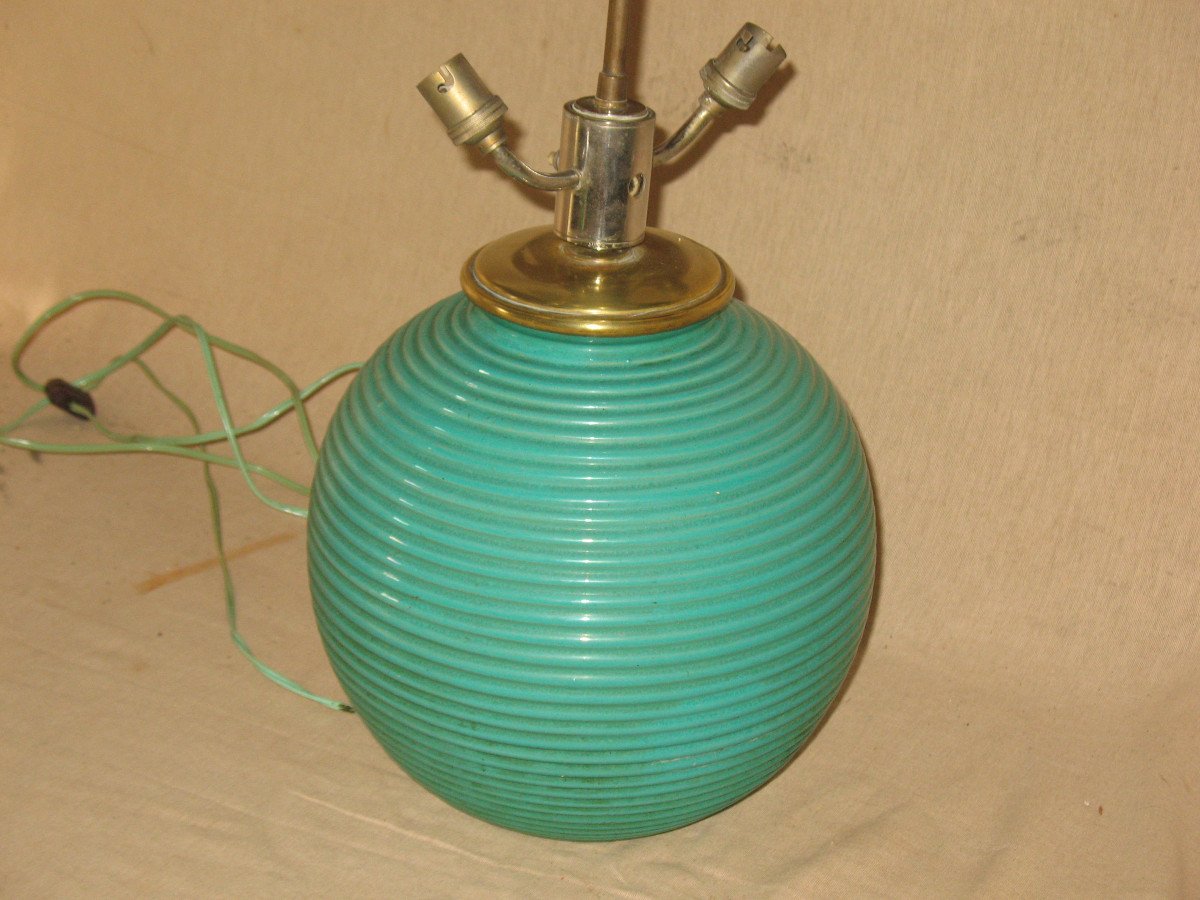 3-light Lamp In Glazed Sandstone In Art Deco Style From The 1950s-photo-2