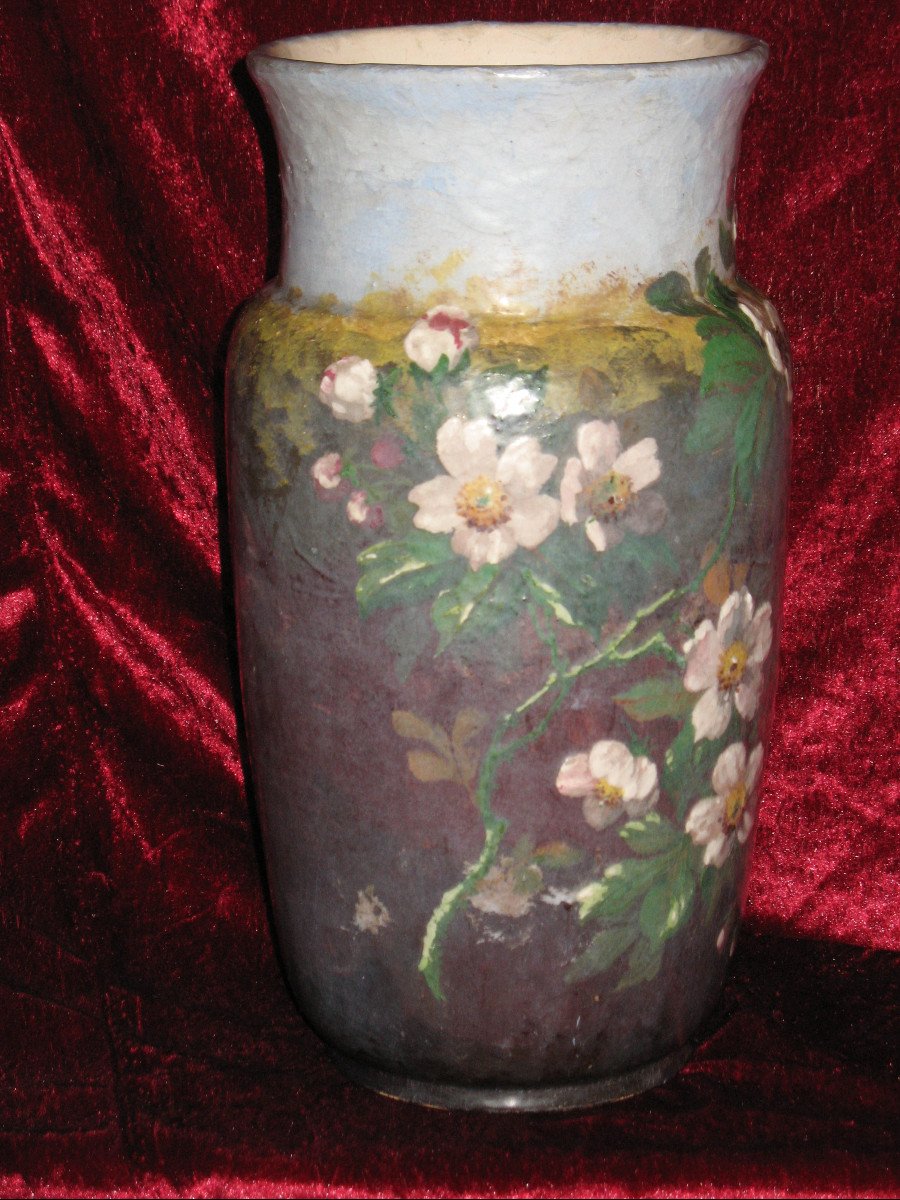 Impressionist Sandstone Vase From Montigny Sur Loing, 19th Time-photo-2