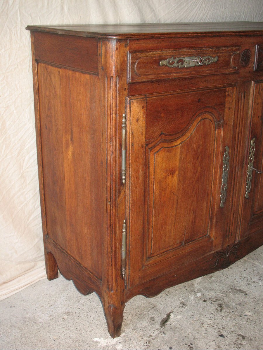 Louis XV Style Low Sideboard In Molded And Carved Oak, 19th Time-photo-8