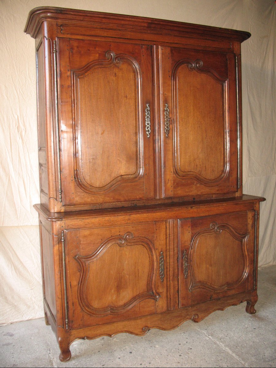 Buffet 2 corps d'époque 18ème Régence en bois fruitier Origine Ile de France