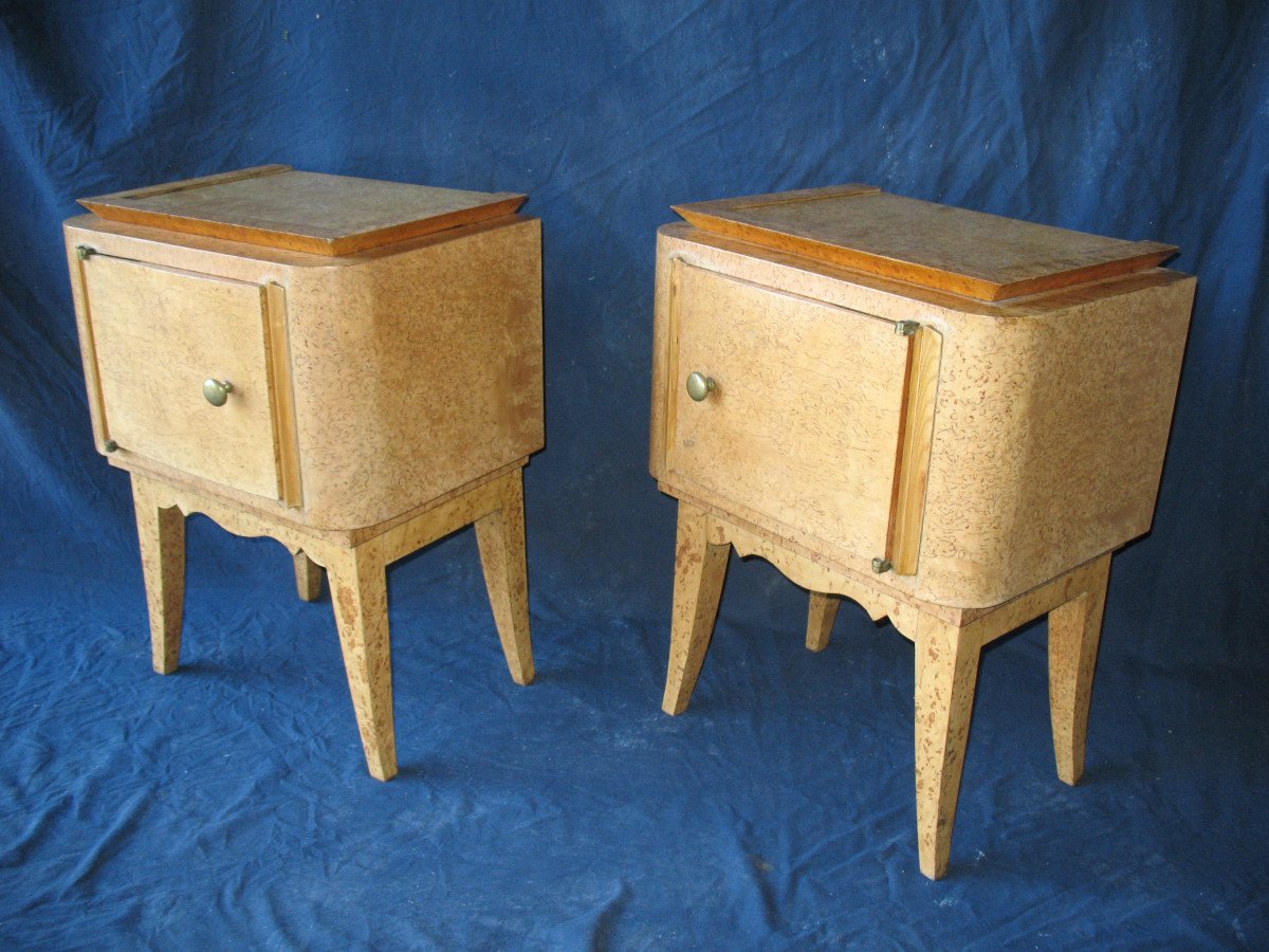 Pair Of Bedside Tables In Norwegian Birch, 1940-50-photo-8