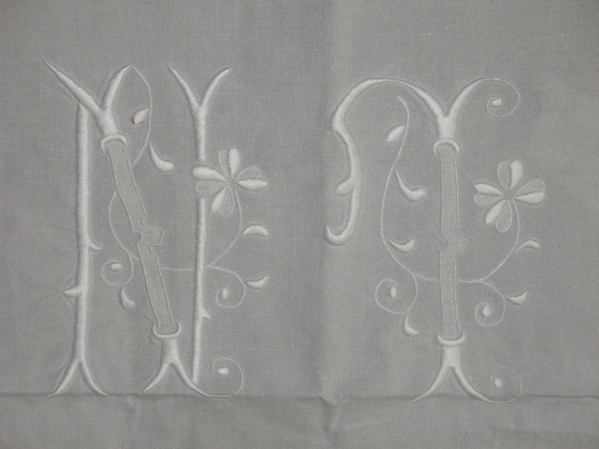 Large Royalist Tablecloth Decorated With Embroidered Fleur-de-lys, Late 19th Century-photo-6