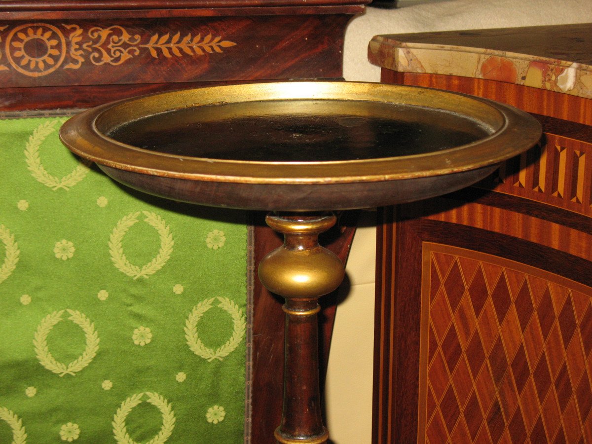 Napoleon III Period Pedestal Table With Cabaret Top In Varnished And Gilded Mahogany-photo-2