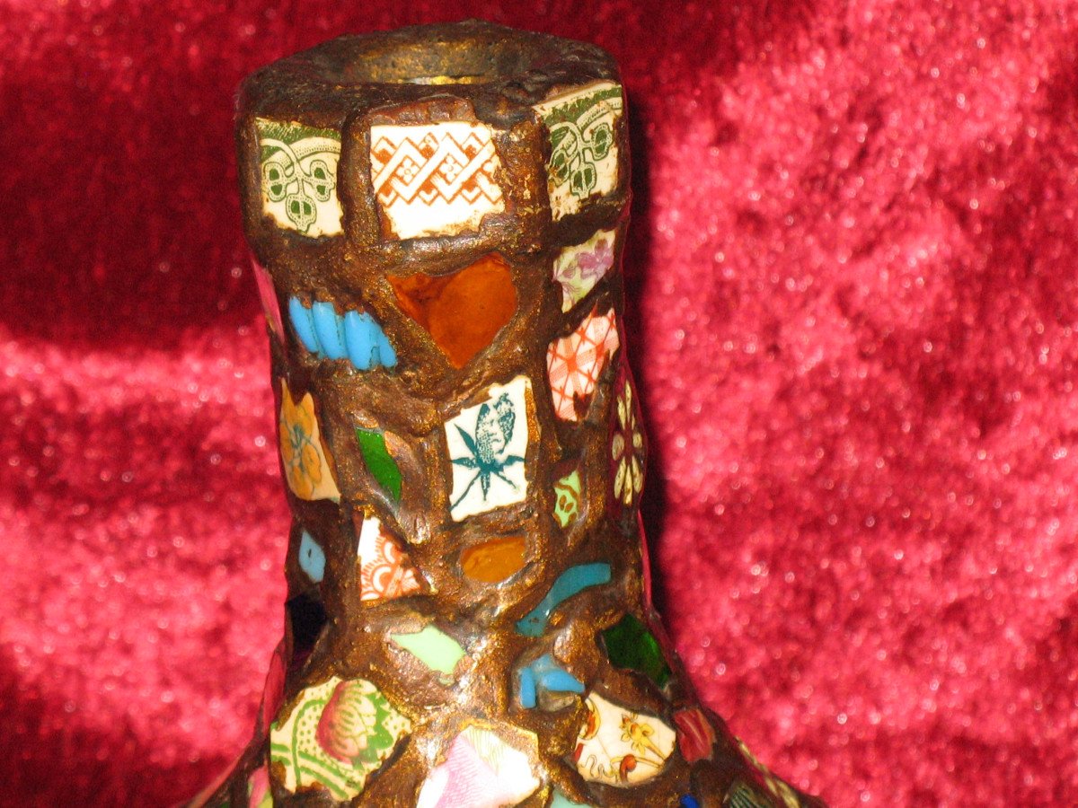 Pair Of Picplate Mosaic Vases From The Mid-20th Century-photo-3