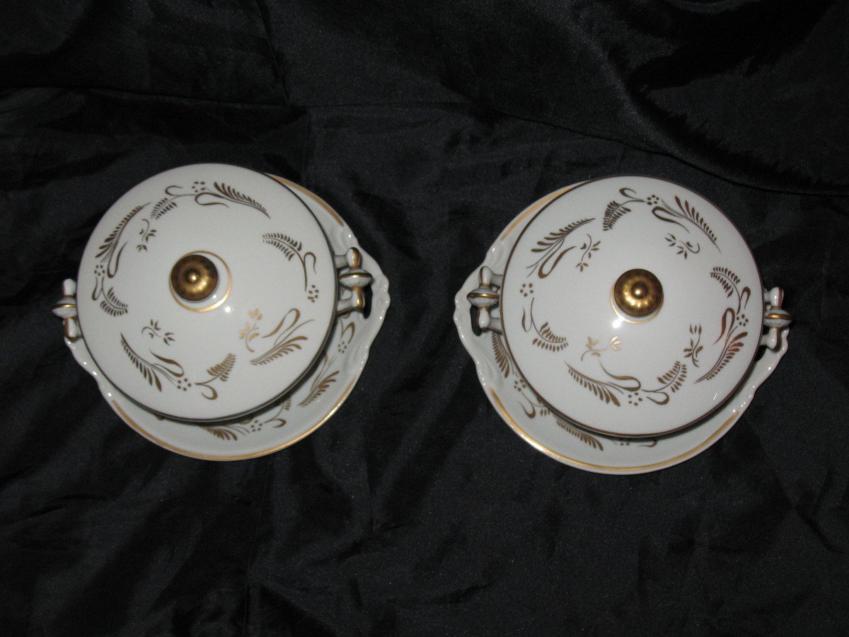 Pair Of Bezels Or Bonbonnières In Paris Porcelain Decorated With Twigs, 19th Century-photo-3