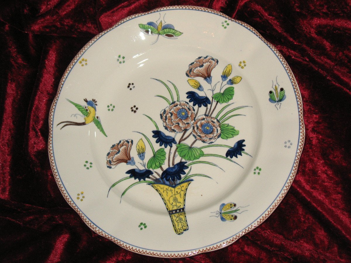 Earthenware Table Service By Boch La Louvière With Polychrome Japanese Decoration-photo-6